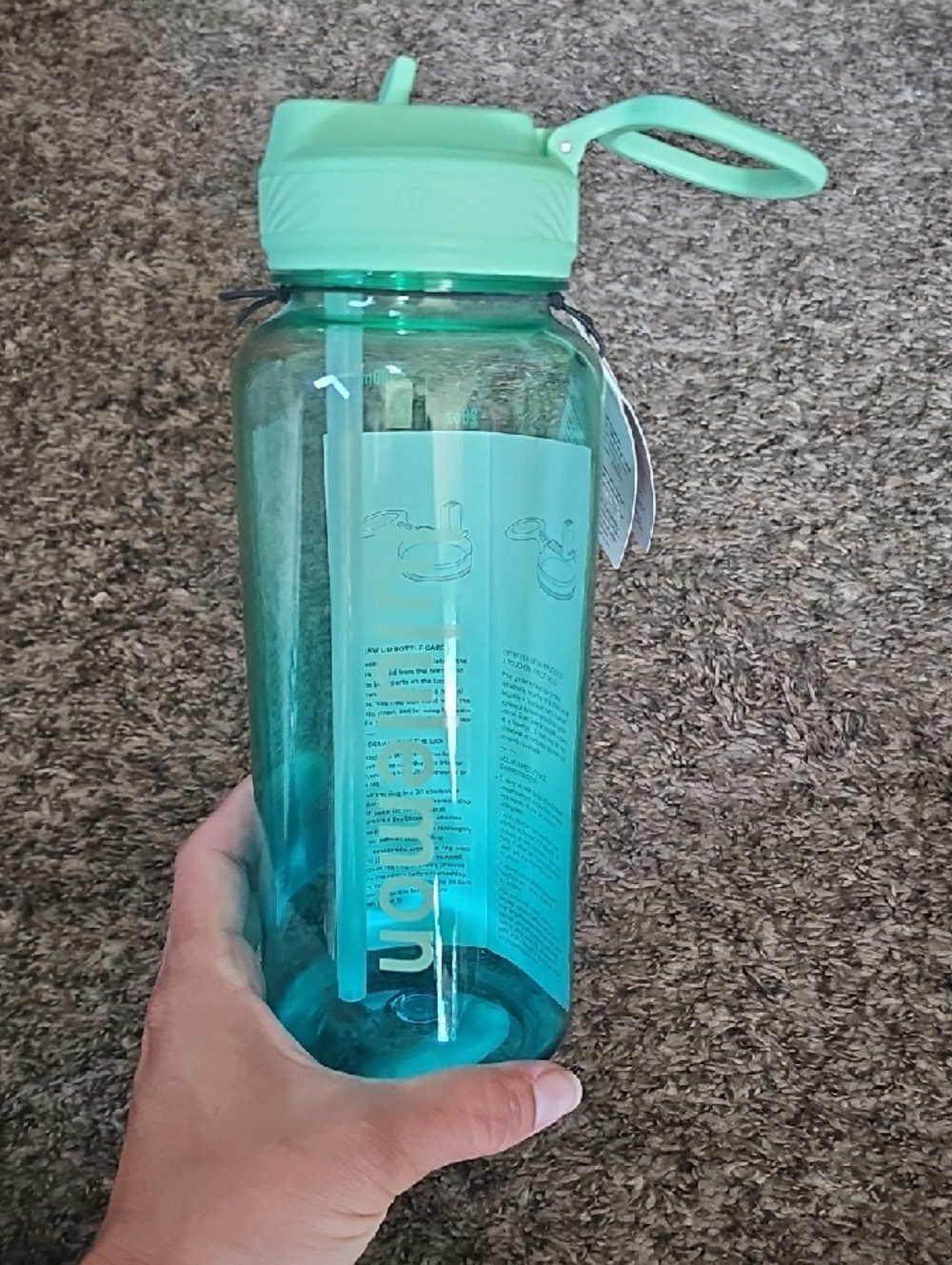 Lululemon Back To Life Clear Water Bottle 32 Oz Straw Lid! CTRL/BTPC. Nwts